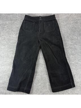 Marine Layer Black Wide Leg Corduroy Baggy Pants Front Pockets Streetwear Size 6